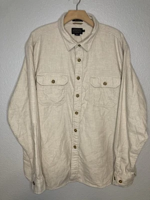 Pendleton Burnside Flannel Button Shirt XXL Long Sleeve Cotton 2X Cream Tan - Image 1 of 4