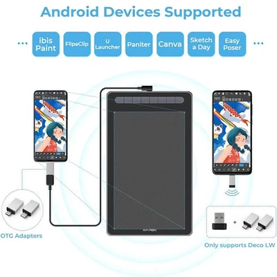 XPPen Deco LW 10x6" Wireless Drawing Tablet X3 Stylus for Chrome/Win/Mac/Android - Image 1 of 4