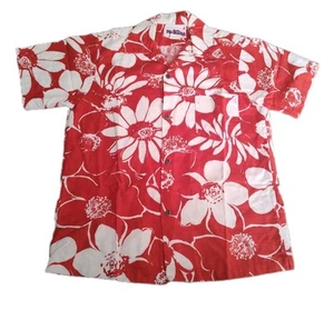 Vintage 70s Mo Bettah Floral Hawaiian Shirt Size S USA Button Up Red White - Picture 1 of 12