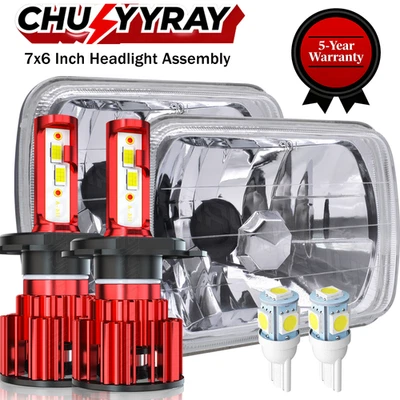 Faro LED negro H4 DOT para Mazda B2200 B2600 B2000 RX-7 GLC 7x6" 5x7" pulgadas Foto 1 de 4