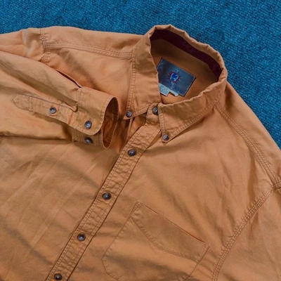 The Territory Ahead Button Down Silk Blend Flannel Shirt Men's M Orange Workwear - Image 1 of 4