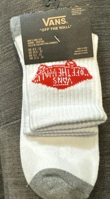 Vans Men's 'Off The Wall' Half Crew Socks- Red, White,Gray Sz 9.5-13 NWT - Image 1 of 3
