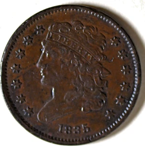 1835 Cassic Head Half Cent AU Brown - Picture 1 of 2