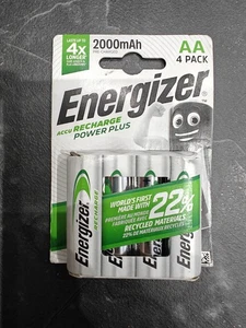 Energizer AA Accu Recharge Power Plus 2000mAh NiMH 4 Pack AA-HR6 1.2v - Picture 1 of 2