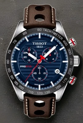 Tissot PSR 516 Blue Dial  Leather Chrono Watch T100.417.16.041.00 - Image 1 of 4