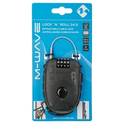 M-Wave Lock N Roll D 24.9 Cable Lock - Self-Retracting 2.4mm Combination - Image 1 of 3