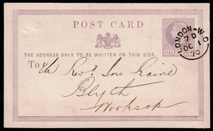 1870 1. Oktober ERSTTAGSEINSATZ 1/2d Flieder Postkarte Carters Garden Reklame RAR - Bild 1 von 2