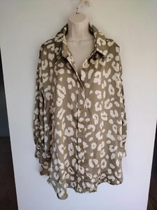Blusa túnica Entro Light Sage estampado leopardo talla XL nueva con etiquetas - Imagen 1 de 5