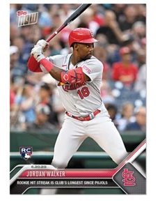 2023 Topps Now Jordan Walker Rookie Card RC Hit Streak Club Longest Since Pujols - Picture 1 of 2