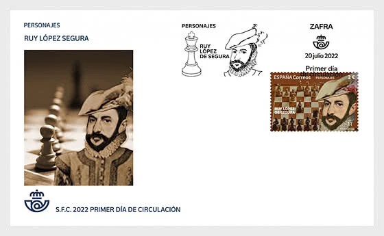 spain 2022 espagne Personalities Ruy Lopez SEGURA 1530 Author Chess Maste 1v FDC - Image 1 of 1