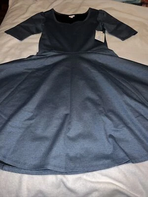 Vestido Lularoe Denim Azul/Gris Nicole XL 18/20 16/18 Unicornio Ajuste y Acampanado 🦄Nuevo XL Foto 1 de 4