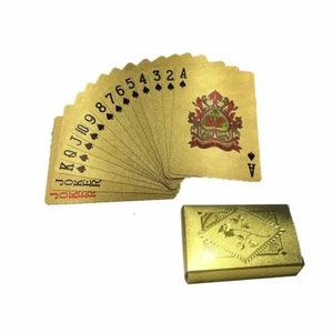 24k Gold Playing Card Poker Game Deck Gold Leaf Poker Suit Plastic Magic Waterpr - Imagen 1 de 6