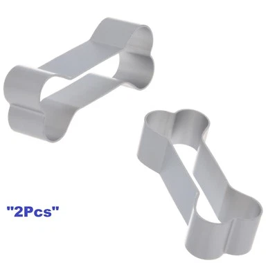 2x Lovely Dog Bone Shape Cookie Cutter Silver Cut Outs Mold Cooking Baking Event - image 1 of 4