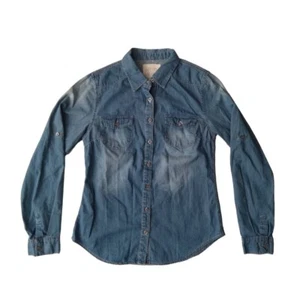 Thread & Supply Blue Lightweight Cotton Denim Button Down Shirt Women's Medium - Picture 1 of 12