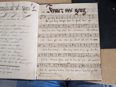 livre ancien-Manuscrit-Cahier de romances à Louise Dufour -partitions-XIXème - Photo 1/4