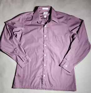 John Henry Shirt Mens Size 15 1/2 Purple Button Up Long Sleeve Athletic Fit - Picture 1 of 14