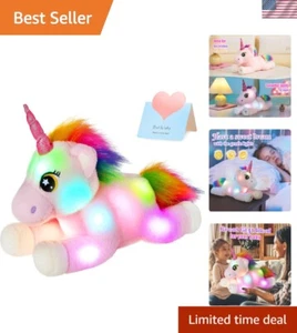 Cuddly LED Unicorn Stuffed Animal with Timer - Perfect for Kids' Room Decor - Picture 1 of 9