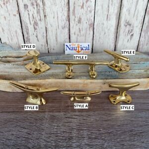 Solid Brass Cleats - Nautical Wall Hooks - Marine Boat Dock Chock - Coat Hanger