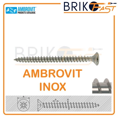 AMBROVIT VITI PER LEGNO ACCIAIO INOX A2 TSP VARIE MISURE 3-3,5-4-4,5-5-6 PER TRUCIOLARE