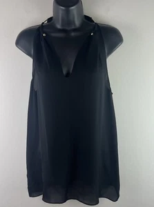 Ramy Brook Top Silk Halter Tank Black Gold Hardware Size M - Picture 1 of 7