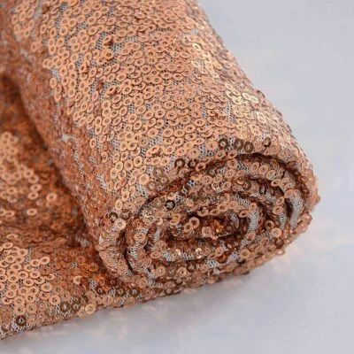 Glitz Sequin Fabric / 3mm Sequin on Poly Mesh 51/52" Wide Sold BTY - Rose Gold - Image 1 of 2