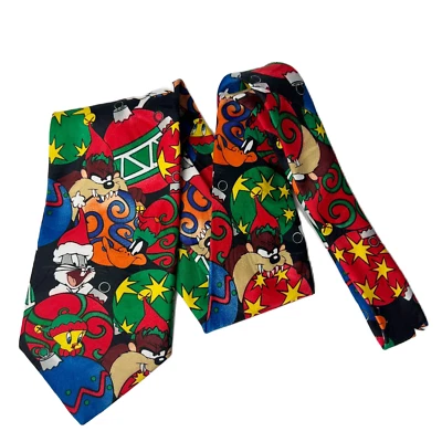 Corbata Looney Tunes Manía Vacaciones Seda Cuello Corbata Bugs Bunny Piolín Taz Navidad Foto 1 de 4