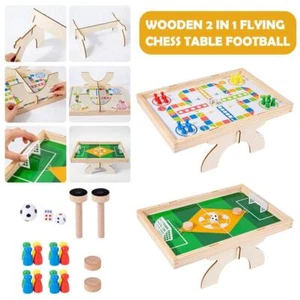 Wooden 2-in-1 Flying Chess Table Football Game For Two Players S4I1 - Picture 1 of 15