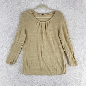 Lafayette 148 New York Tan 3/4 Sleeve Shirt Womens 100% Linen Pullover Size XL - Picture 1 of 12