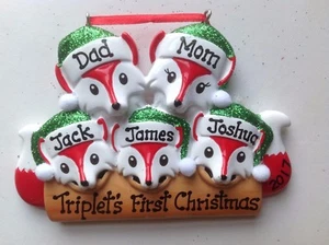 Fox Family of Five Personalized Christmas Ornament Proud Parents Grandparentds - Picture 1 of 1