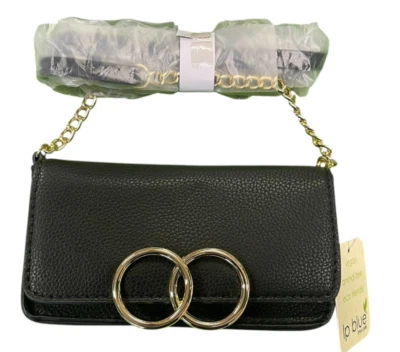 Linea Pelle LP Mini Vegan Leather Gold Chain Strap Crossbody Bag Black NEW C13 - Image 1 of 4