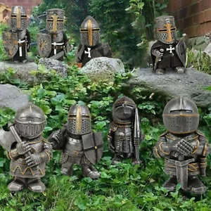 Ritter Zwerge Wächter Harzskulptur Ornament Garten Templer gotische Wächter - Bild 1 von 29