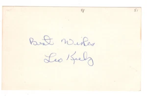 Leo Kiely Signed Index Card / Autographed MLB Baseball Boston Red Sox - Picture 1 of 1