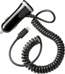 NEW Insignia 6 ft Coiled Car Charger with 8-Pin Connector for iPhone 7+/6+/6S/5C - Picture 1 of 3