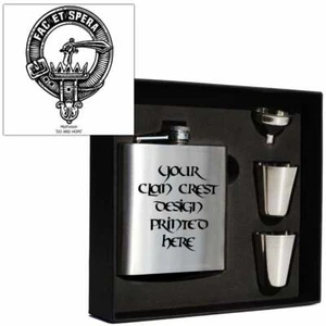 Art Pewter Matheson Clan Crest 6oz Hip Flask Box Set (s) HF6 S-C83 Scottish - Picture 1 of 2