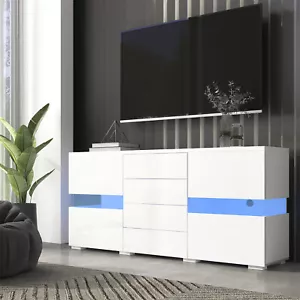Modern LED Sideboard Display Cabinet with Drawers TV Stand Unit High Gloss Front - Picture 1 of 12