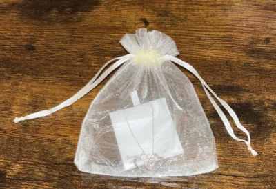 Collar corazón con acento de diamantes con cadena de plata. Nuevo con etiquetas y bolsa de regalo de malla Foto 1 de 4