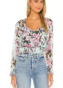 NWT DIANE VON FURSTENBERG SzL RAMONA FLORAL PRINT SILK LONG SLEEVE BLOUSE LILAC - Picture 1 of 8