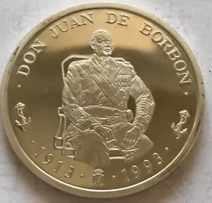 1993 Spain Large 42mm 1 OZ silver Proof 5 Ecu Sailing Ship/Don Juan De Borbon - Picture 1 of 3