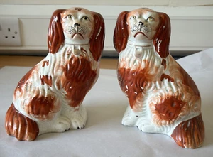 19th Century Staffordshire Wally Dogs Russet Pair - Picture 1 of 7