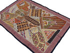 Decorative Wall Decor - Wood Beadwork Multi Colored Patchwork Sari Tapestry 60" 