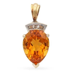 18K Two-tone Madeira Citrine Diamond Pendant - Picture 1 of 5