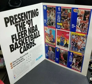 Fleer NBA 1991 carpeta de anuncios de baloncesto 9 tarjetas hoja de promoción - Imagen 1 de 8