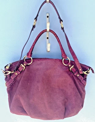 VR XL PULICATI ITALIANO PÚRPURA CUERO BOLSO DE MANO PELO DE BECERRO PIEL PONY AVESTRUZ VIAJE Foto 1 de 4