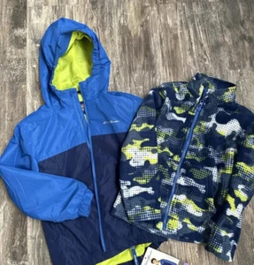 New Eddie Bauer lightweight 3 in 1 Jacket Outer Hood and Inner Fleece - Picture 1 of 8