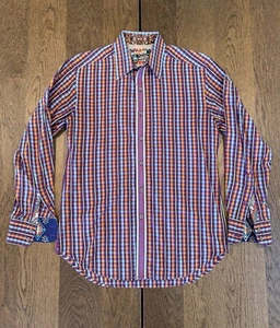 Robert Graham Plaid Embroidered Flip Cuff Button Up Shirt Men’s Sz M Multicolor - Picture 1 of 14