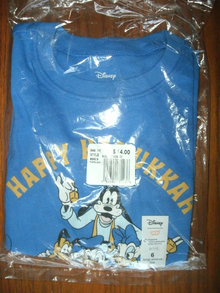 NEW Boys Disney Mickey Mouse Happy Hanukkah Graphic Tee Shirt Top sz 4 or 6 blue - Image 1 of 1