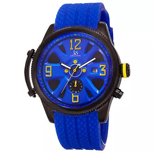 Herren Joshua & Sons JX101BU Two Time Zone Datum Polyurethan Armband Quarzuhr - Bild 1 von 7