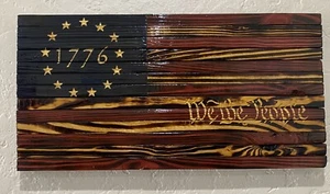 Wood 1776 Betsy Ross “We the People”American Flag 20x9.5 In Mounted Wall Art - Picture 1 of 3