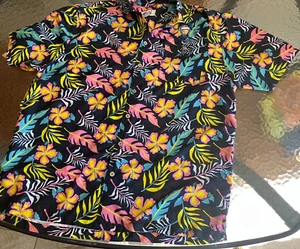 UZZI Amphibious Gear Bright hawaiian shirt SZ L button up pocket - Picture 1 of 5