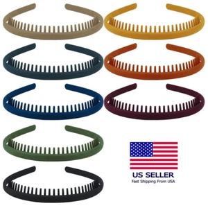 8PCS-Non Slip Fashion Effortless Plastic Headbands w/ Teeth Comb Skinny HairBand - Picture 1 of 18